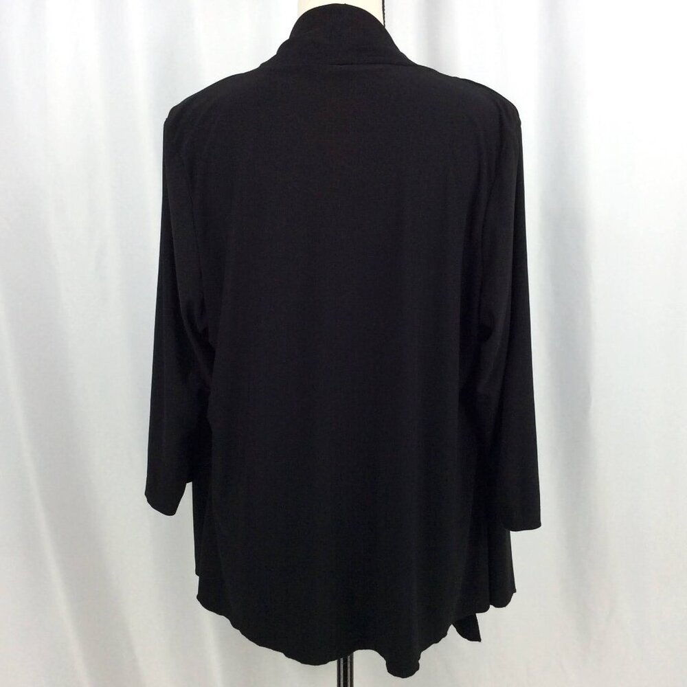 Perception Faux 2 PC Tank Cardigan Top Womens 1X Stretch Short Sleeve Ruffle - Picture 3 of 8